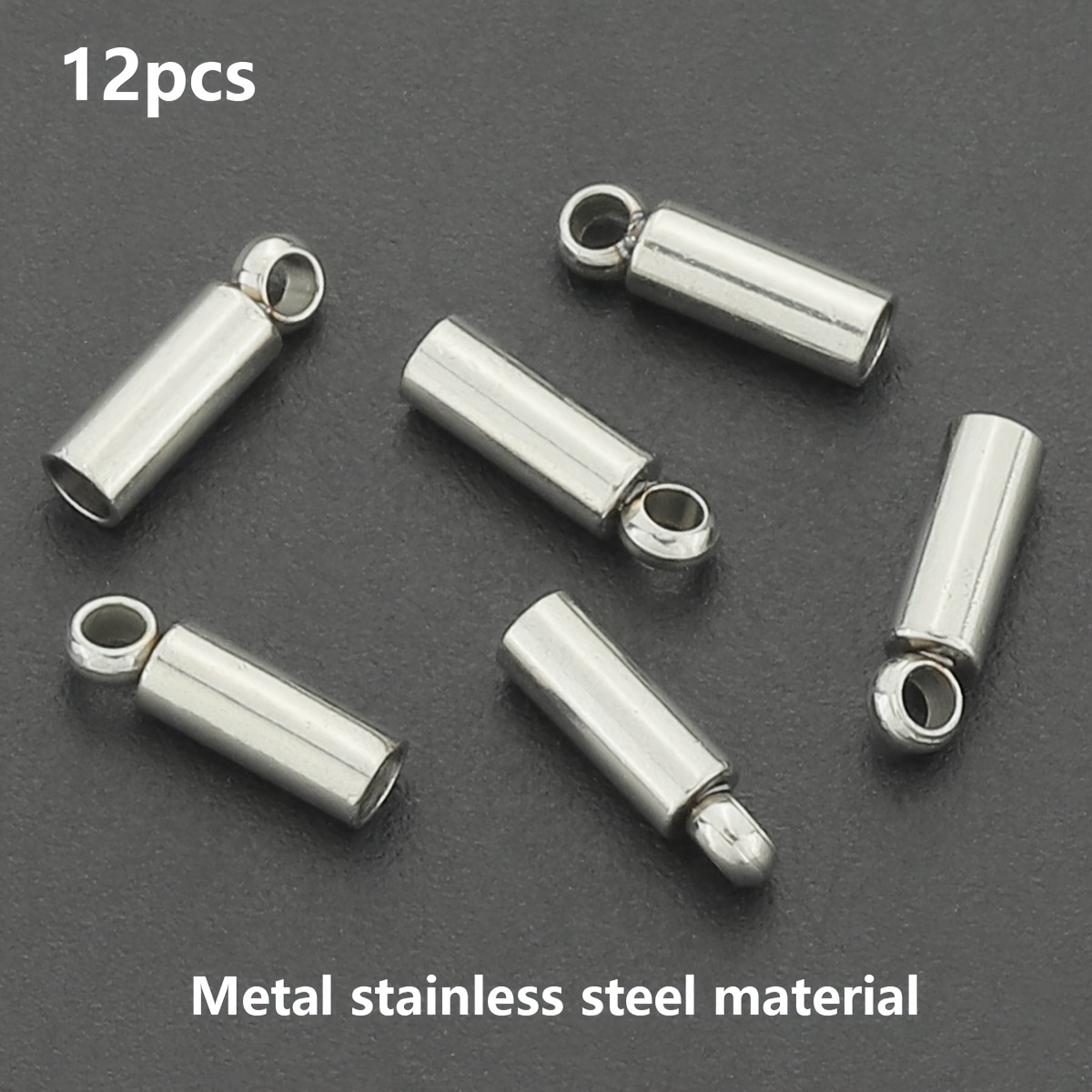 12pcs Stainless Steel Enamel Tassel Cap Cord Clasp Hook Connectors